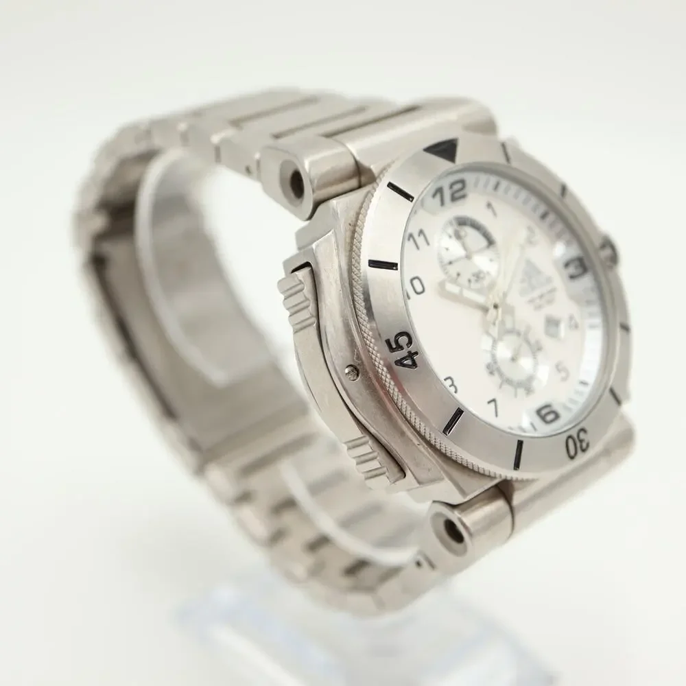 Adidas Chunky Y2K Stainless Steel Chronograph 48mm Watch Left Buttons Silver